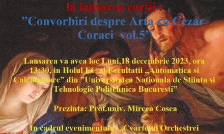 Ziarul Vocea Românului, Vă invită la lansarea carții :  ”Convorbiri despre Artă cu Cezar Corâci – vol.5”